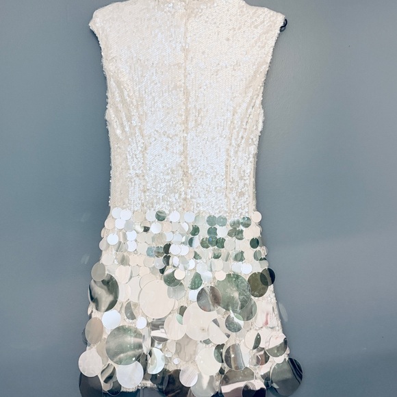 AKIRA White and Silver Sequin A-Line Skirt - Picture 4 of 5